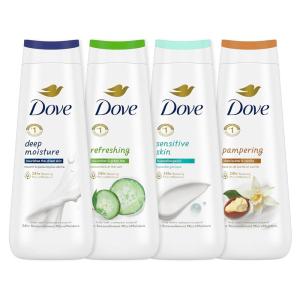 imageDove Body Wash Deep Moisture Sensitive Skin Cucumber and Green Tea and Shea Butter ampamp Vanilla Collection 4 Count Skin Cleanser with 24hr Renewing MicroMoisture 20 ozVariety