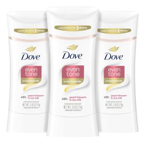 imageDove Even Tone Antiperspirant Deodorant Stick Peach Blossom ampamp Rice Milk 3 Count 26 oz26 Ounce Pack of 3
