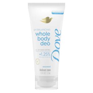 imageDove Whole Body Deodorant Aluminum Free pH Balancing Cream Deodorant Unscented for 72h Odor Control 25 ozBody Deodorant