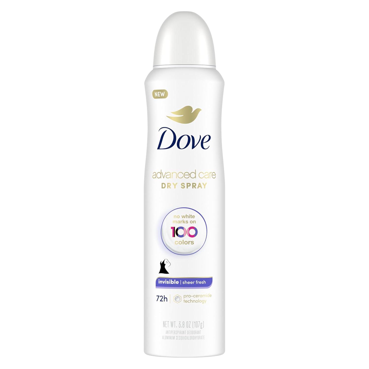 imageDove Advanced Care Invisible Dry Spray Antiperspirant Deodorant No White Marks on 100 Colors Sheer Fresh 48Hour Sweat and Odor Protecting Deodorant for Women 38 oz Pack of 1238 Ounce Pack of 1