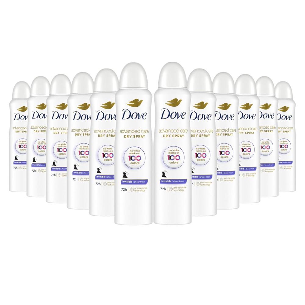 imageDove Advanced Care Invisible Dry Spray Antiperspirant Deodorant No White Marks on 100 Colors Sheer Fresh 48Hour Sweat and Odor Protecting Deodorant for Women 38 oz Pack of 1238 Ounce Pack of 12
