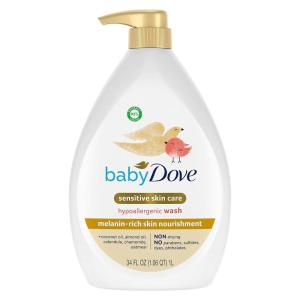imageBaby Dove Sensitive Skin Hydrating Body Wash  TearFree ampamp Hypoallergenic  Pediatrician Tested  34ozMelaninRich Skin Nourishment