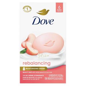 imageDove Beauty Bar Soap Restoring Coconut ampamp Cocoa Butter 6 Count for Restored Skin Nourishes Skin 375 ozWhite Peach  Rice Milk