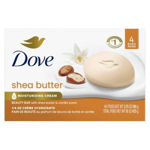 imageDove Beauty Bar Soap Shea Butter 4 Count for Nourished Radiant Skin Enriches Skin 375 oz