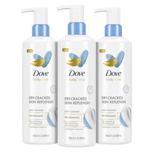 imageDove Body Love Body Cleanser Body Wash 3 Count DryCracked Skin Replenish Hypoallergenic for 24 Hour Nourishment ampamp Instant Dryness Relief with Pro Ceramides Body Cleanser 175 FO