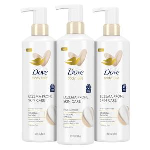 imageDove Body Love Body Cleanser EczemaProne Skin Care Colloidal Oatmeal 3 Count Fragrance Free Body Wash Instantly Soothes ampamp Nourishes DryItchy Skin 175 FO