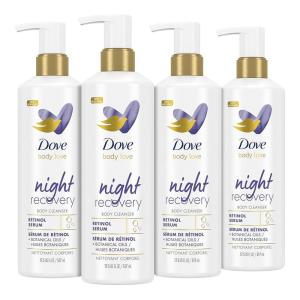 imageDove Body Love Body Cleanser Night Recovery 4 Count For Dry and Worn Down Skin Body Wash with Retinol Serum and Botanical Oils 175 oz