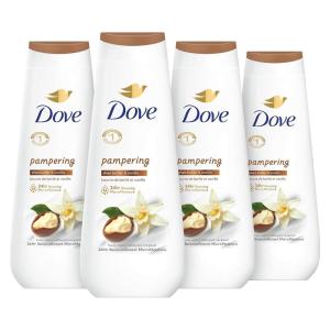 imageDove Body Wash 4 Count Pampering Shea Butter ampamp Vanilla for Renewed HealthyLooking Skin Gentle Skin Cleanser with 24hr Renewing MicroMoisture 20 oz