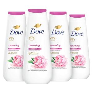 imageDove Body Wash 4 Count Renewing Peony and Rose Oil for Renewed HealthyLooking Skin Gentle Skin Cleanser with 24hr Renewing MicroMoisture 20 oz