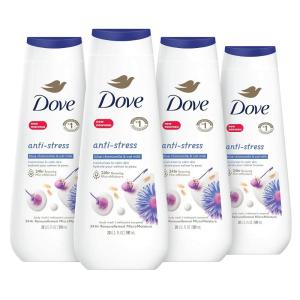 imageDove Body Wash AntiStress Blue Chamomile ampamp Oat Milk 4 Count for Renewed HealthyLooking Skin Moisturizing Gentle Skin Cleanser with 24hr Renewing MicroMoisture 20 oz
