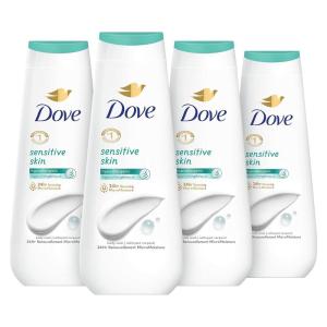 imageDove Body Wash Sensitive Skin 4 Count Hypoallergenic ParabenFree SulfateFree CrueltyFree Moisturizing Skin Cleanser Effectively Washes Away Bacteria While Nourishing Skin 20 oz