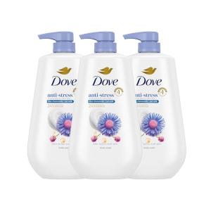 imageDove Body Wash with Pump 3 Count AntiStress Blue Chamomile ampamp Oat Milk for 24hr LotionSoft Skin Moisturizing Skin Cleanser with No Sulfates No Parabens