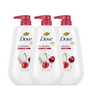 imageDove Body Wash with Pump 3 Count Revitalizante Cherry ampamp Chia Milk for Renewed Healthy Looking SkinMoisturizing Gentle Skin Cleanser with 24hr Renewing MicroMoisture 306 oz