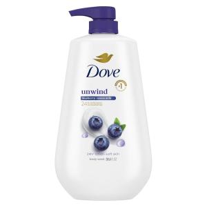 imageDove Body Wash with Pump AntiStress Blue Chamomile ampamp Oat Milk for 24hr LotionSoft Skin Moisturizing Skin Cleanser with No Sulfates No Parabens 306 ozBlueberry