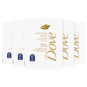 imageDove Fragrance Free Beauty Bar Soothing Relief 5 Bars Moisturizes eczemaprone skin 5 nourishing serum with colloidal oatmeal 75 oz