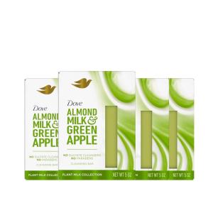 imageDove Plant Milk Cleansing Bar Soap Almond Milk ampamp Green Apple 4 count for Moisturized Skin Gentle Cleanser No Sulfate Cleansers or Parabens 98 Biodegradable Formula