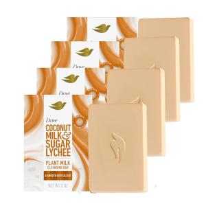 imageDove Plant Milk Cleansing Bar Soap Coconut Milk ampamp Sugar Lychee Smooth Revitalizer 4 Count for Moisturized Skin Gentle Cleanser No Sulfate Cleansers or Parabens 98 Biodegradable Formula 5 oz