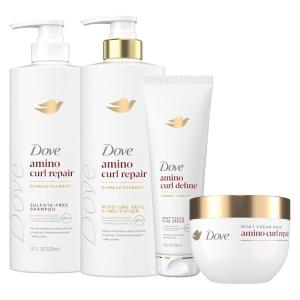 imageDove Shampoo Conditioner ampamp Mask Amino Curl Regimen Pack 4 Pk for Curly Coily Hair with BioProtein Care Technology  Amino ampamp Jojoba Oil