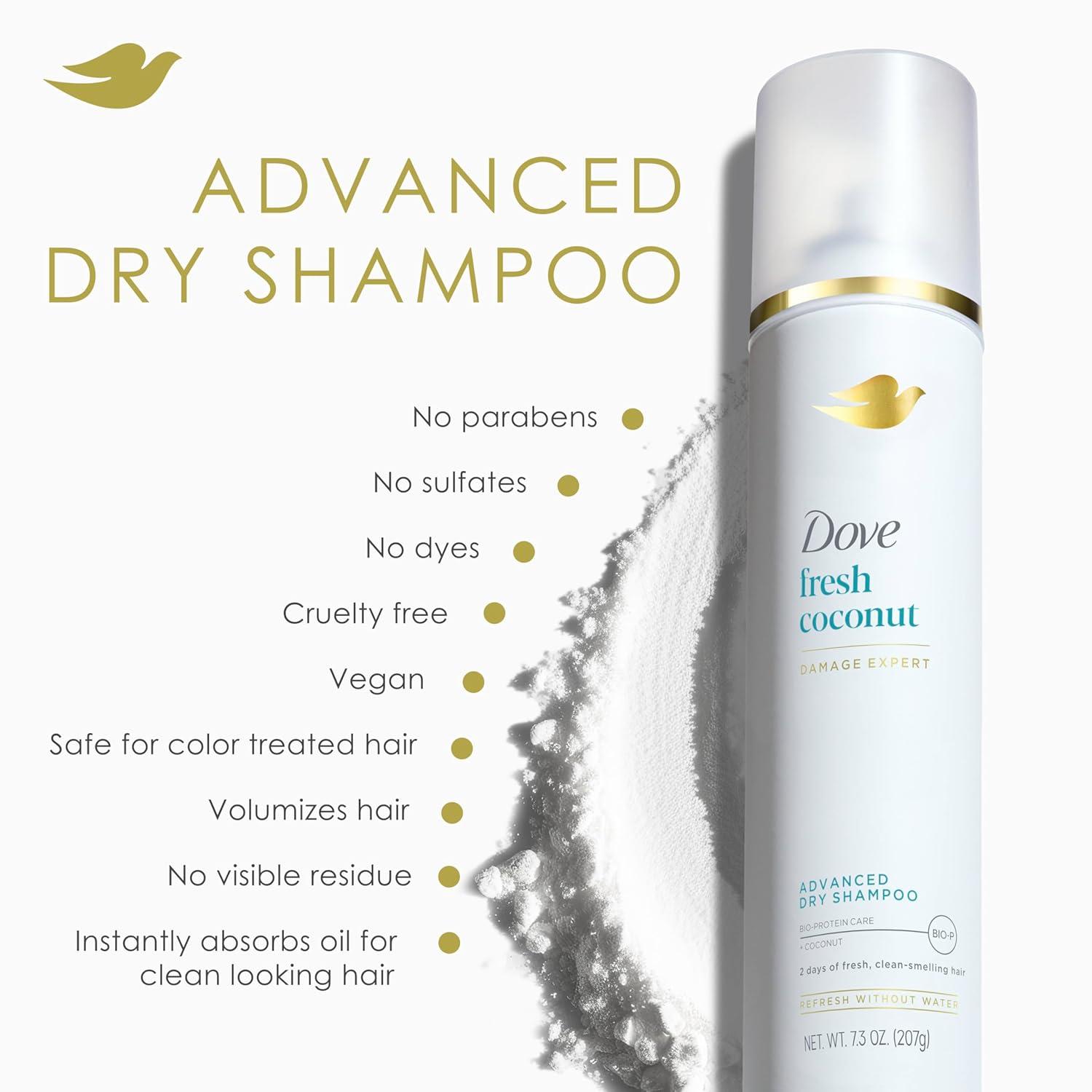 imageDove Advanced Dry Shampoo Fresh Coconut Refresh ampamp Revive Hair Without Water for Clean ampamp Fresh Hair 73 oz