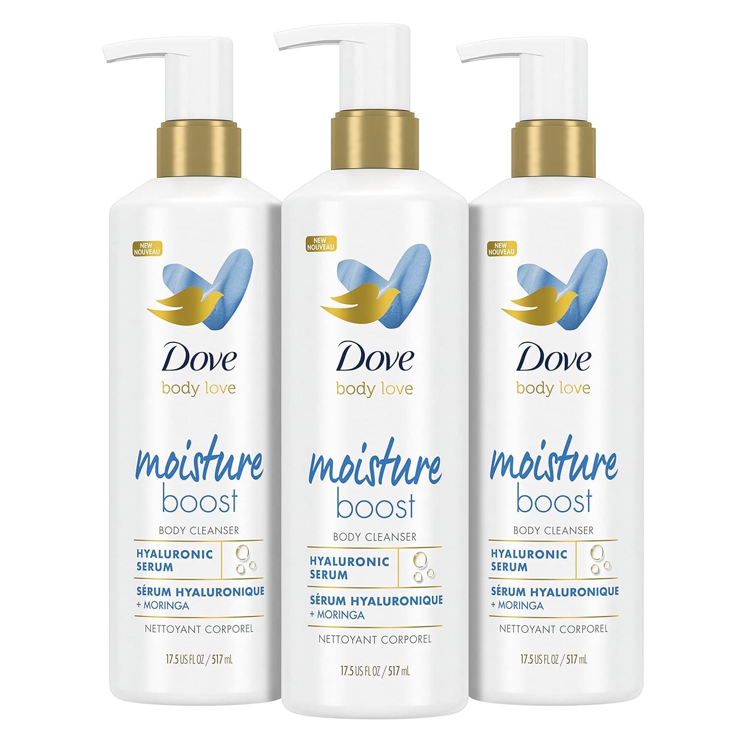 imageDove Body Love Body Cleanser Moisture Boost 3 Count For Dry Skin Body Wash with Hyaluronic Acid and Moringa Oil 175 fl ozUnscented