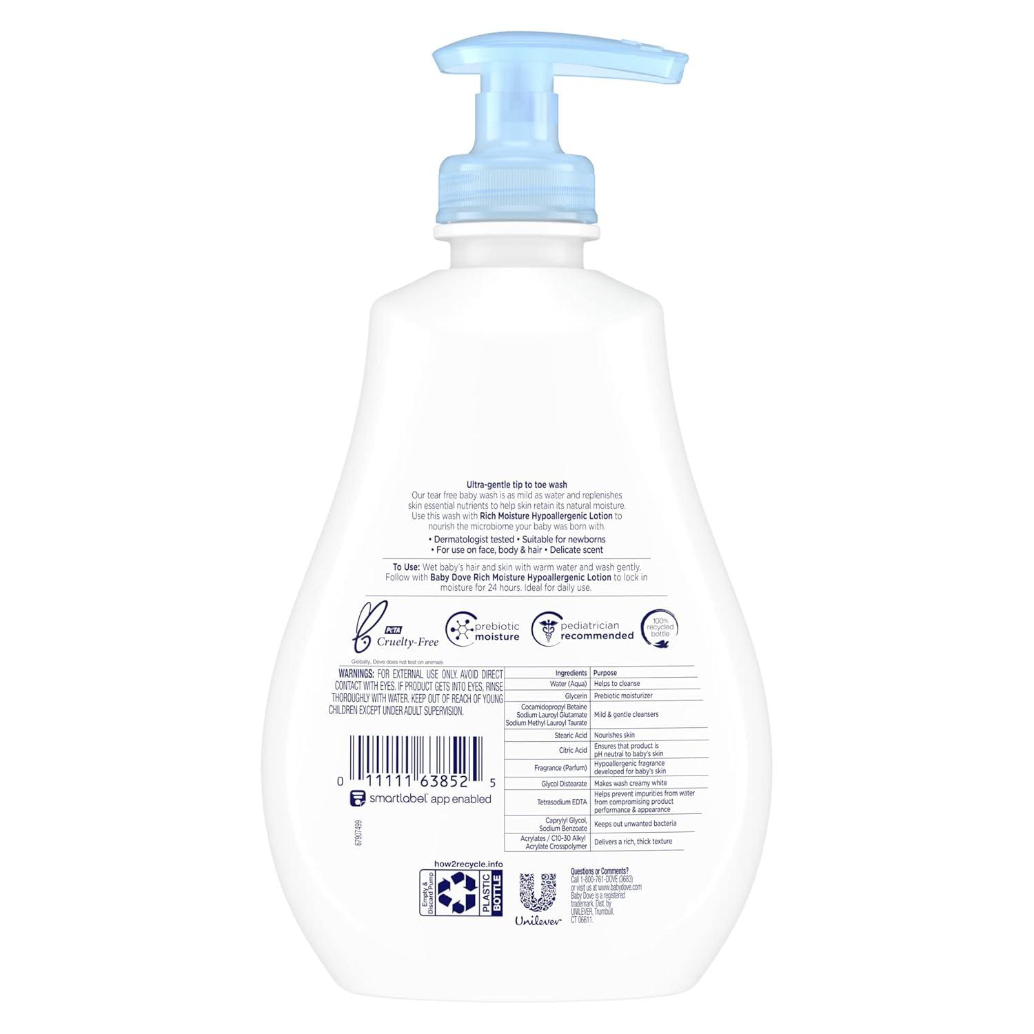 imageBaby Dove Sensitive Skin Care Baby Wash For Bath Time Moisture Fragrance Free and Hypoallergenic Washes Away Bacteria 20 ozFragrance Free