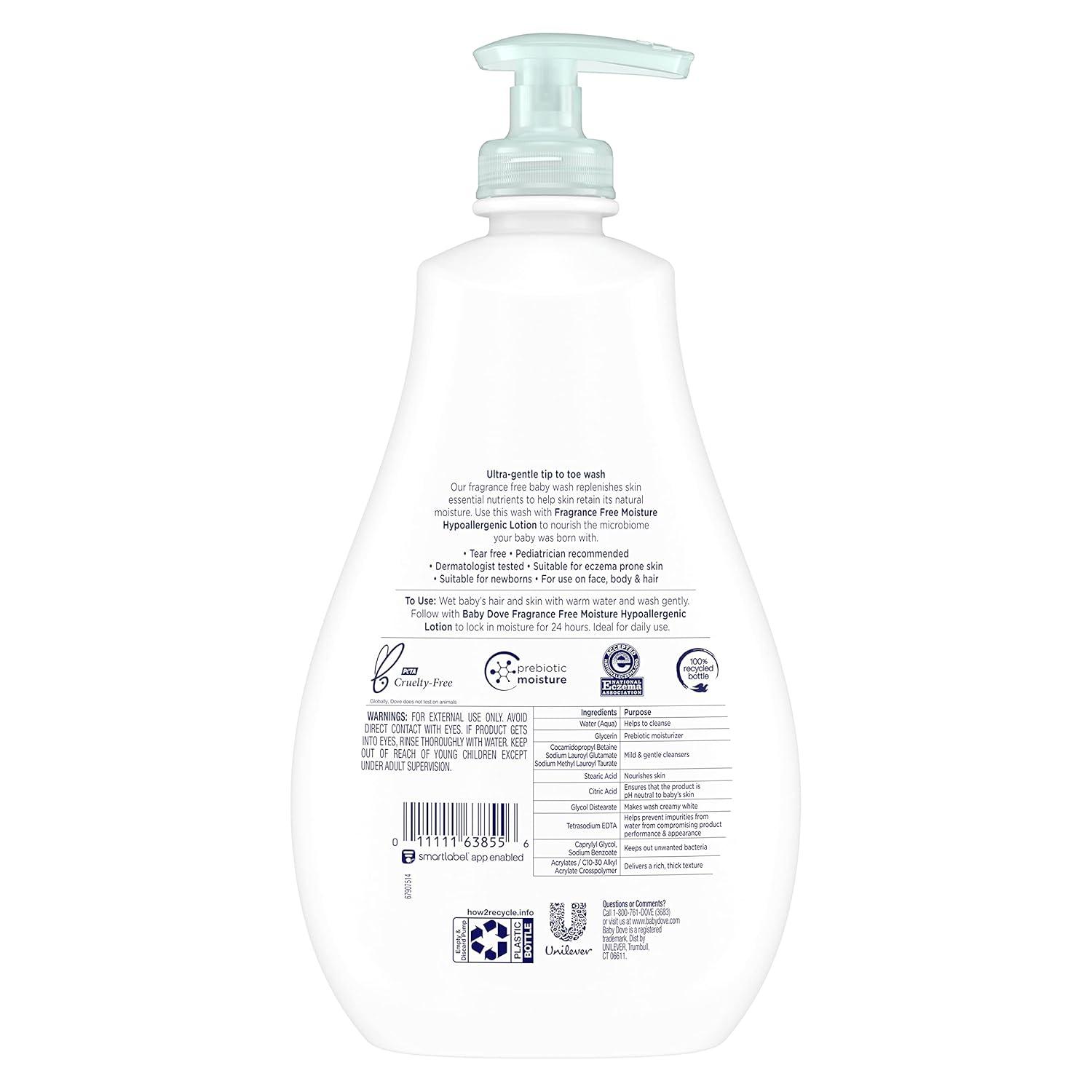 imageBaby Dove Sensitive Skin Care Baby Wash For Bath Time Moisture Fragrance Free and Hypoallergenic Washes Away Bacteria 20 ozSensitive Moisture