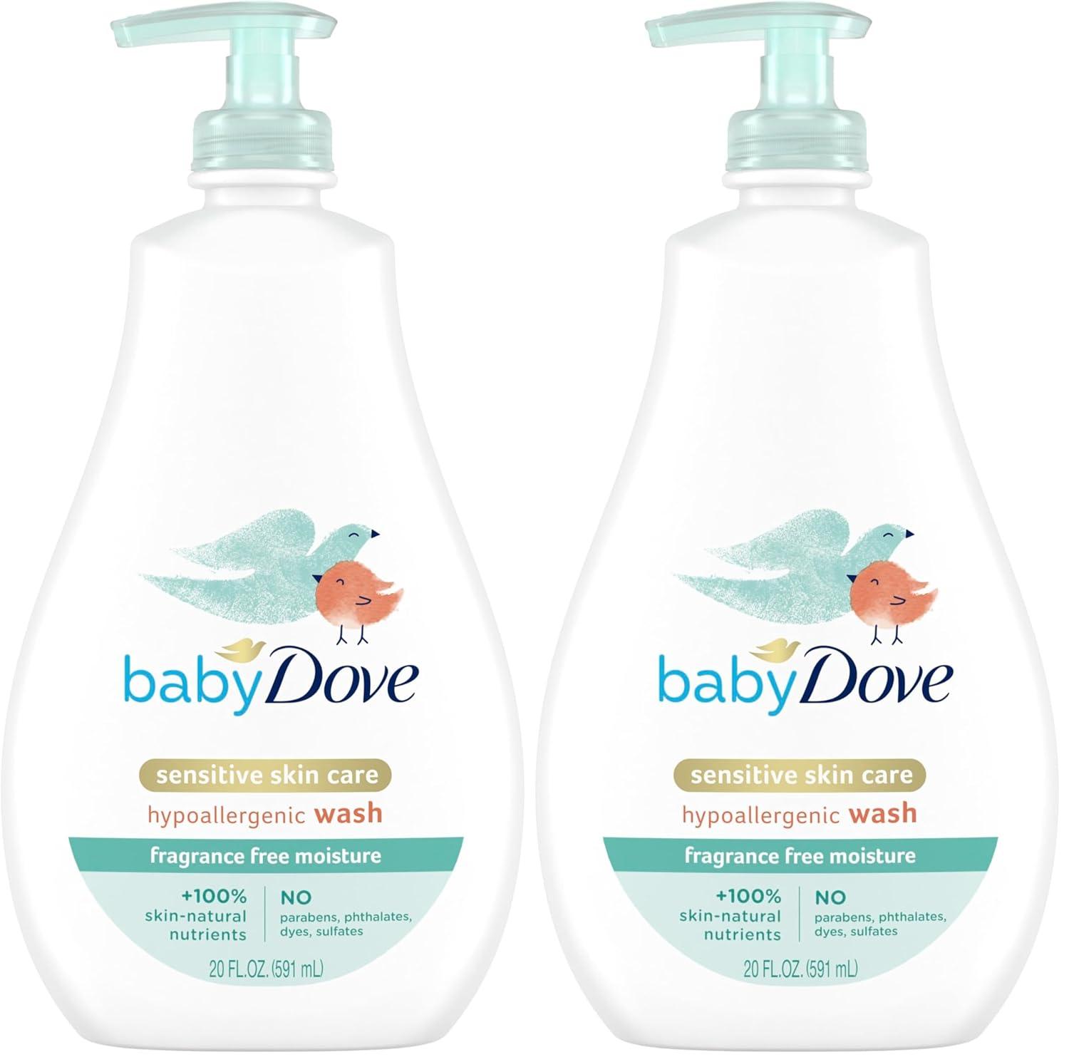 imageBaby Dove Sensitive Skin Care Baby Wash For Bath Time Moisture Fragrance Free and Hypoallergenic Washes Away Bacteria 20 ozUnscented