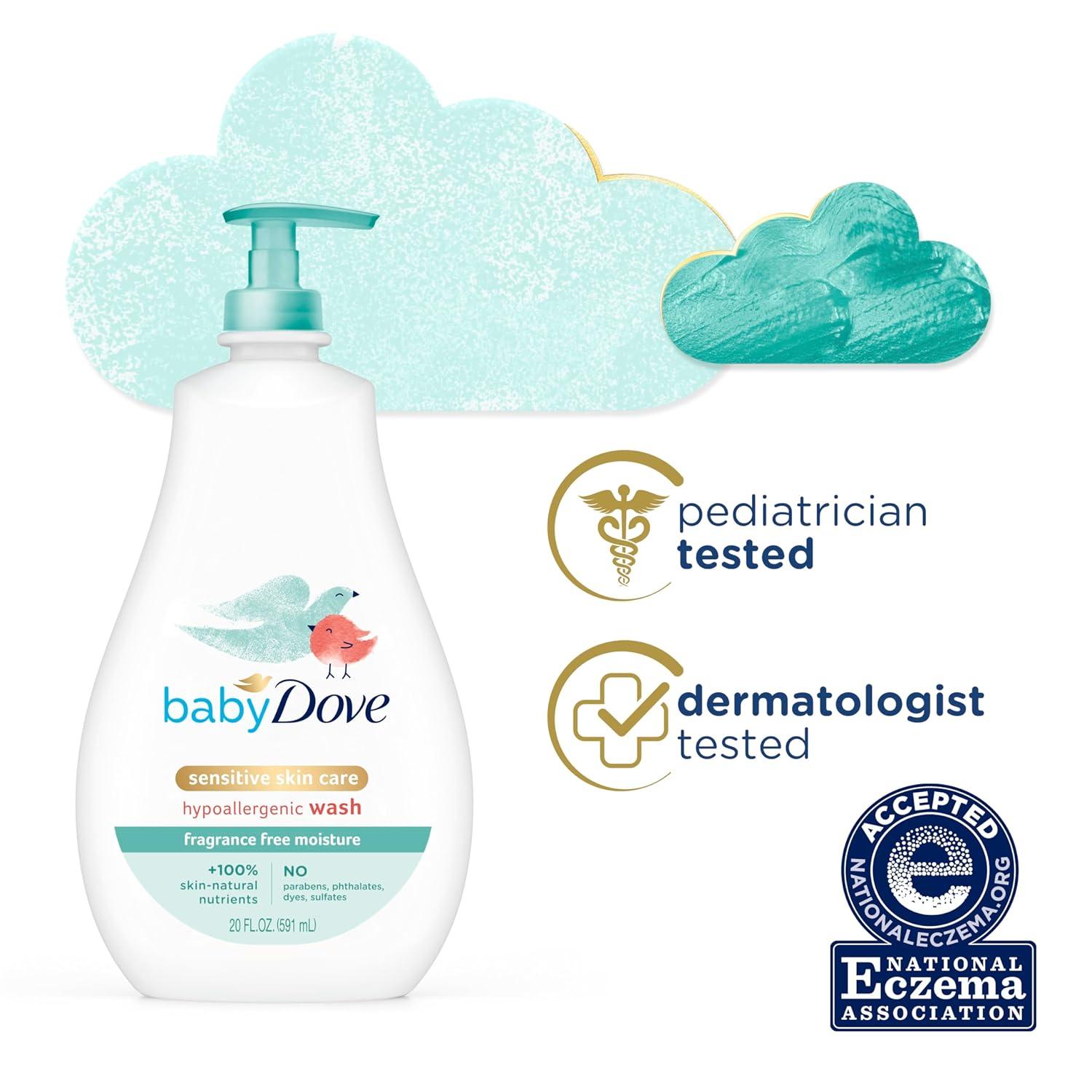 imageBaby Dove Sensitive Skin Care Baby Wash For Bath Time Moisture Fragrance Free and Hypoallergenic Washes Away Bacteria 20 ozUnscented