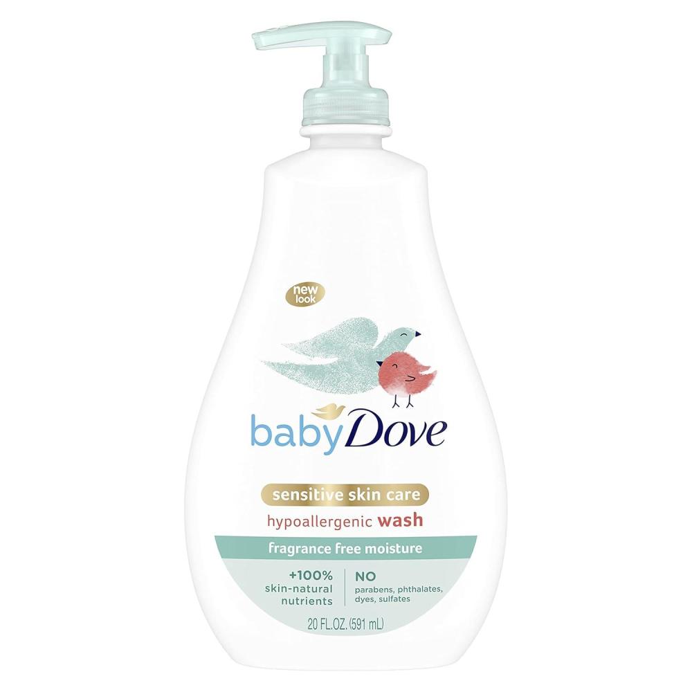 imageBaby Dove Sensitive Skin Care Baby Wash For Bath Time Moisture Fragrance Free and Hypoallergenic Washes Away Bacteria 20 ozSensitive Moisture