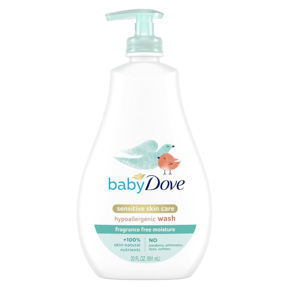 imageBaby Dove Sensitive Skin Care Baby Wash For Bath Time Moisture Fragrance Free and Hypoallergenic Washes Away Bacteria 20 ozUnscented