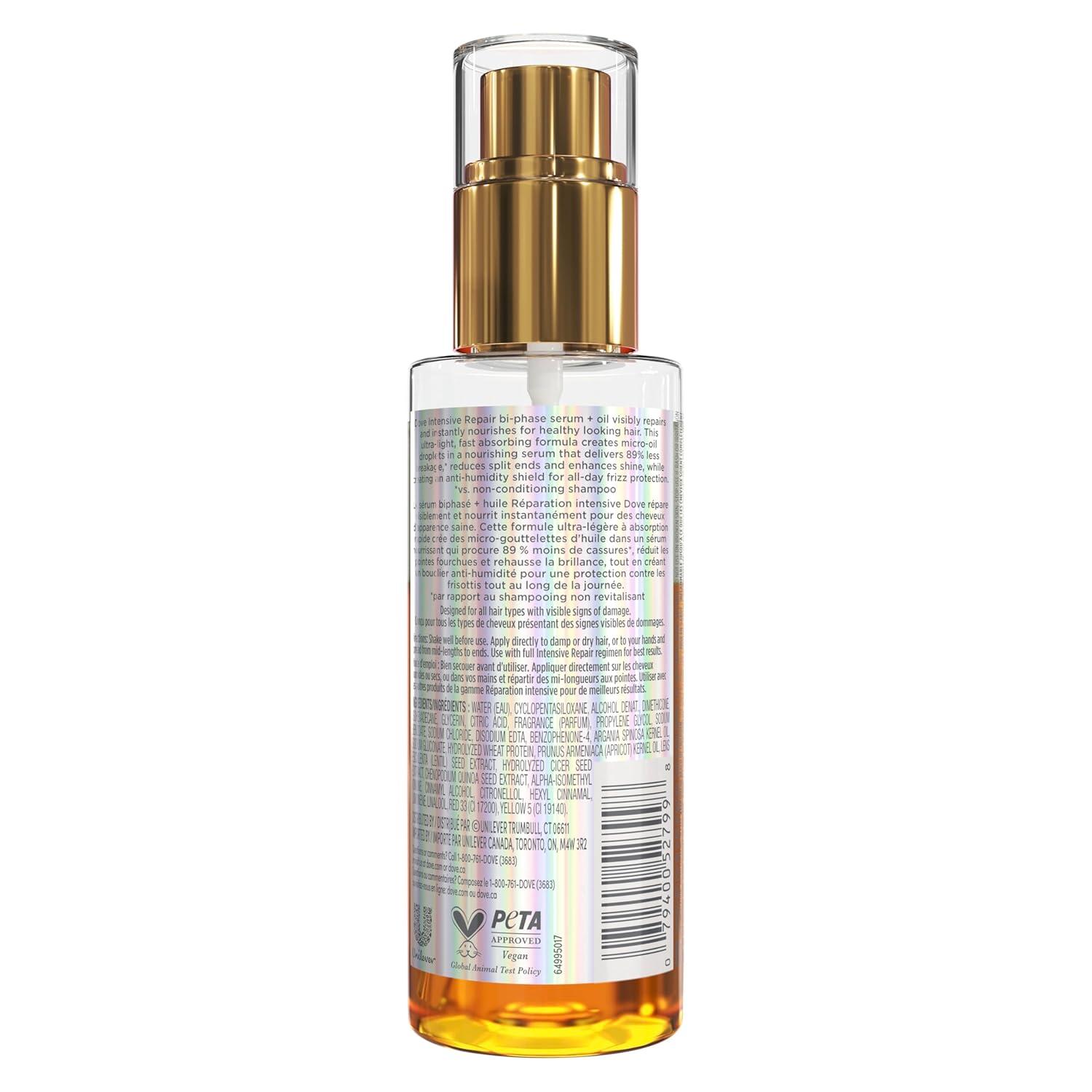 imageDove Damage Therapy Intensive Repair with Amino Serum BiPhase Serum  Oil for Shinier Healthy ampamp Nourished Hair 39 oz