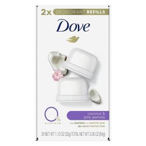 imageDove Refillable Deodorant Refill Kit Deodorant For Women Coconut ampamp Pink Jasmine 0 Aluminum 113 oz 2 RefillsTropical