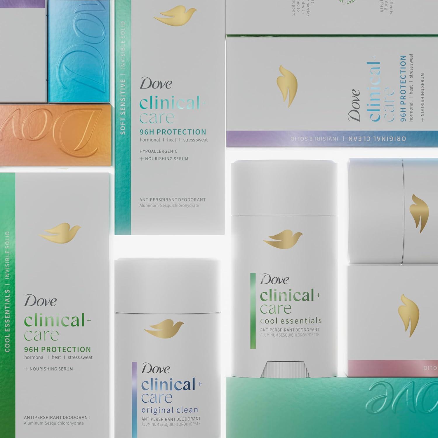 imageDove Clinical  Care Antiperspirant Deodorant Invisible Solid Stick for Women Clean Soft for Sensitive Skin Hypoallergenic 26 oz