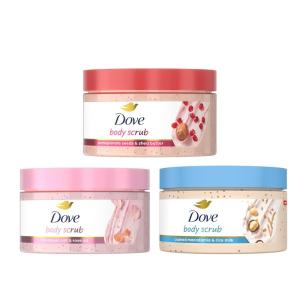imageDove Mixed Body Scub Trial Pack 3 Pack for Women for Visibly SilkySmooth Nourished Skin 35 oz