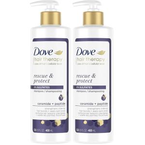 imageDove Rescue and Protect Shampoo 338 fl oz  Sulfate Free Shampoo for Damaged Hair Strengthens Hair Seals Split Ends Nourishes for Soft Smooth Healthylooking Hair135 Fl Oz Pack of 2
