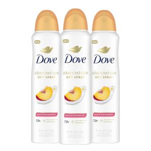 imageDove Advanced Care Antiperspirant Deodorant Dry Spray Peach amp Chamomile Tea 3ct underarm care boosts skins ceramide levels 72hour odor control ampallday sweat protection ProCeramide technology 38 oz